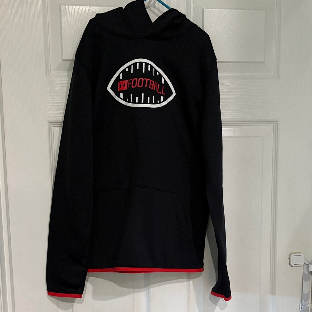 Under Armour Black Football Hoodie with Red Accents